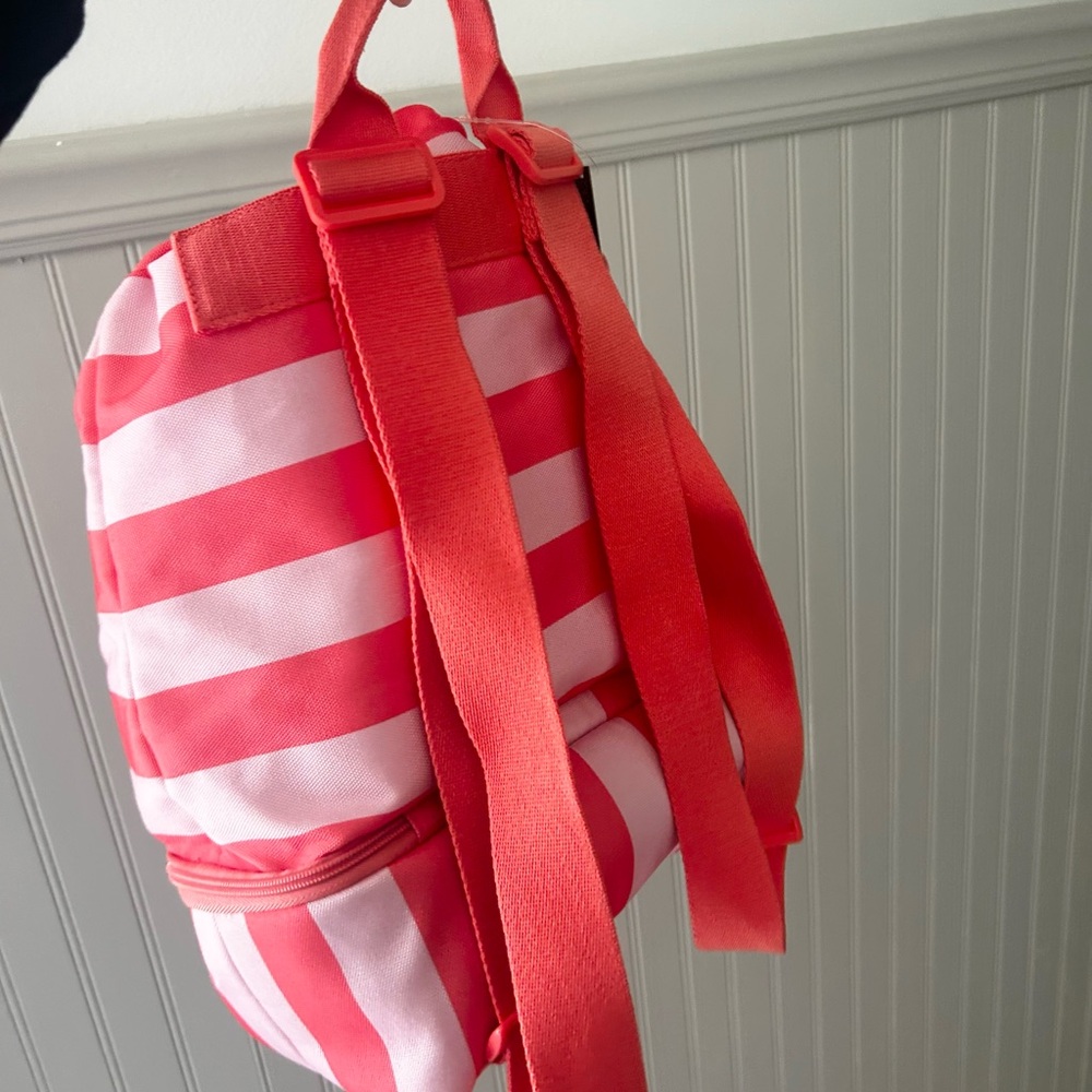 ⭐️ NEW Victoria's Secret Pink Striped Drawstring Cooler Backpack - Picture 4 of 8